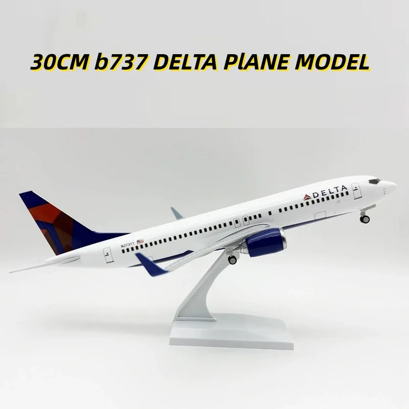 

Масштаб 1/130, игрушечный самолет Delta B737, воздушные линии, 30 см, литой литой самолет из смолы с подставкой для колес для мальчиков, рождественские подарки