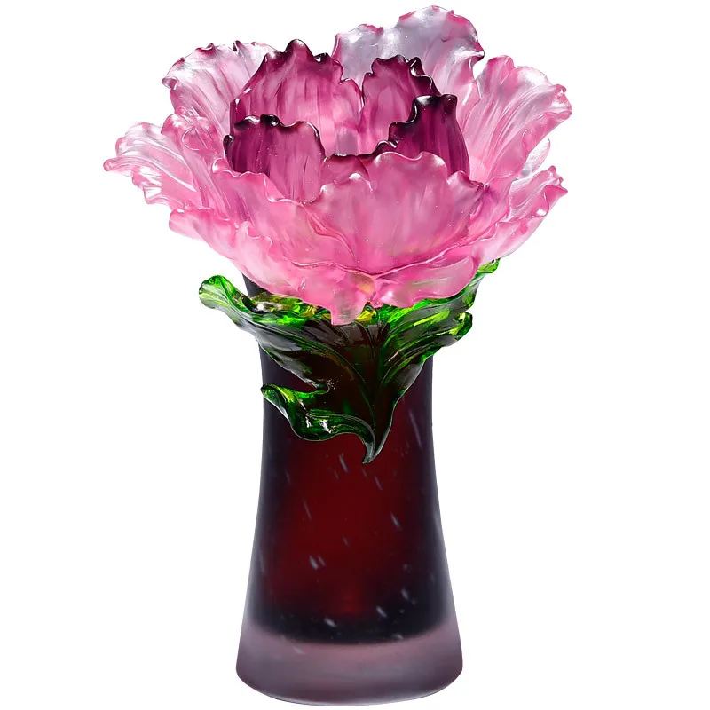 Creative handmade ancient glazed vase peony flower decorative ornament niche high-end living room flower arrangement