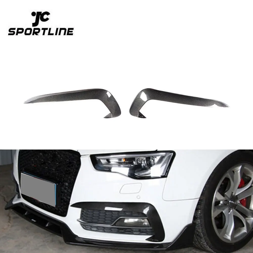 

Carbon Fiber Fog Light Lamp Front Bumper Fin For AUDI A5 S5 Sport 2012-2016