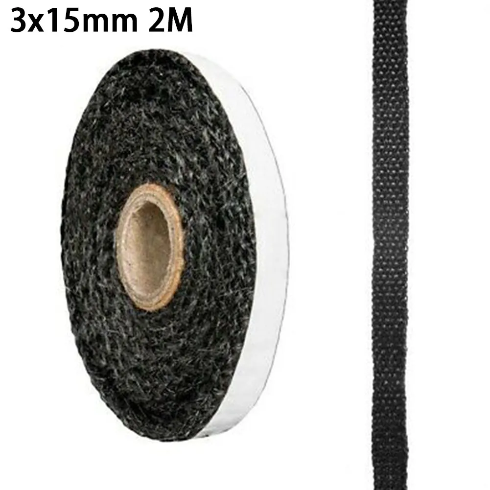 10/15mm Fiberglass Rope Black Flat Stove Gasket Rope Self Adhesive Glass Seal Stove Fire Rope High Temperature Sealing Strip