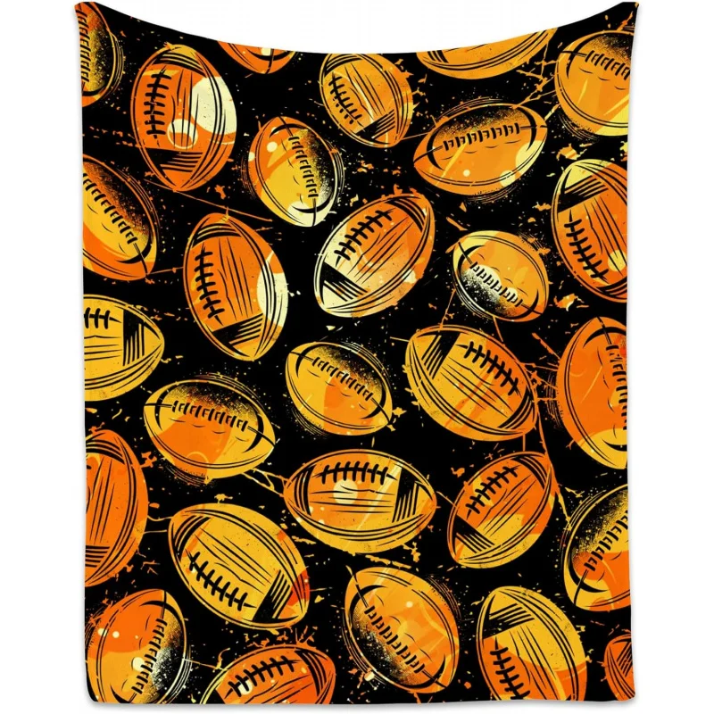 

Football for Boys, Cozy Soft Throw Blankets, Cool Orange Flannel Throw Gifts for Couch Sofa