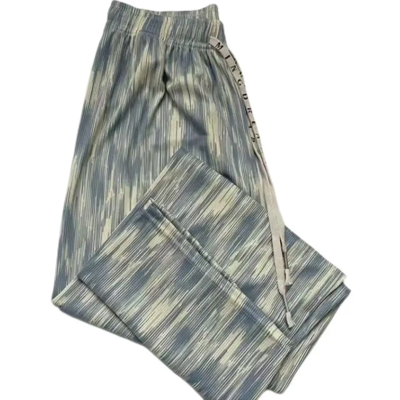 2026 Summer Tie Dye Gradient Pants Women High Waist Casual Wide Leg Pants Loose Flowy Straight Trousers Thin Soft