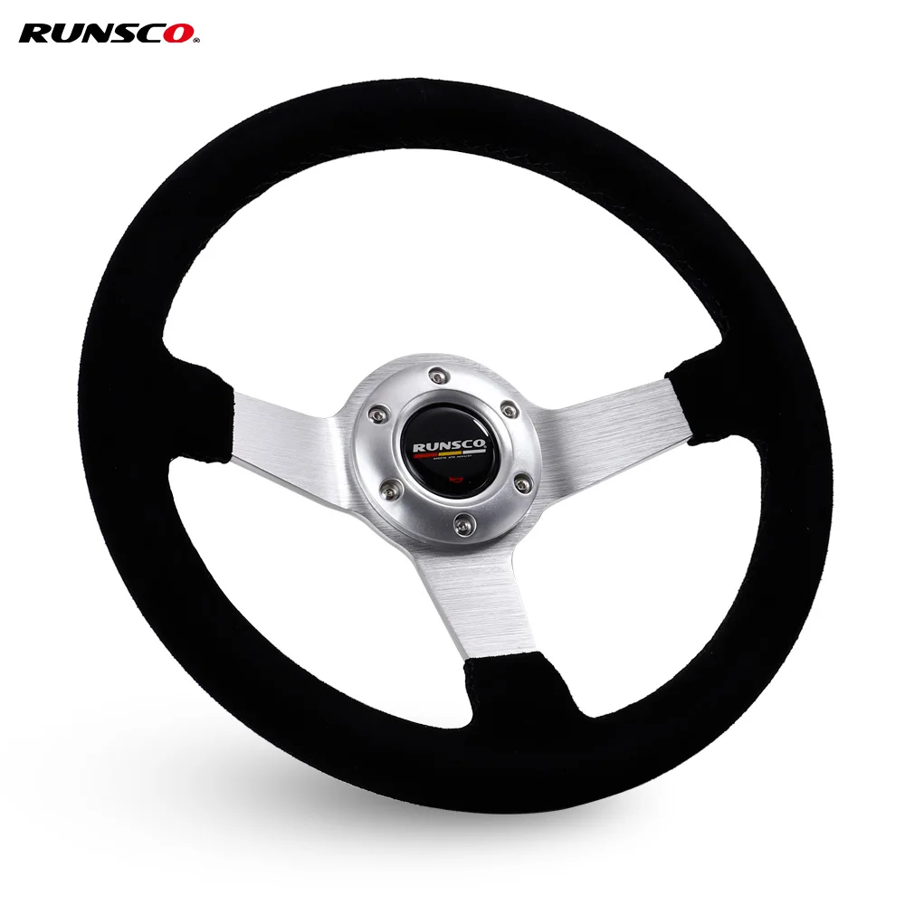 330mm 13Inch Steering Wheel Suede Leather Sport Drift Steering Wheel Aluminum Frame 6061-T6 70mm/PCD