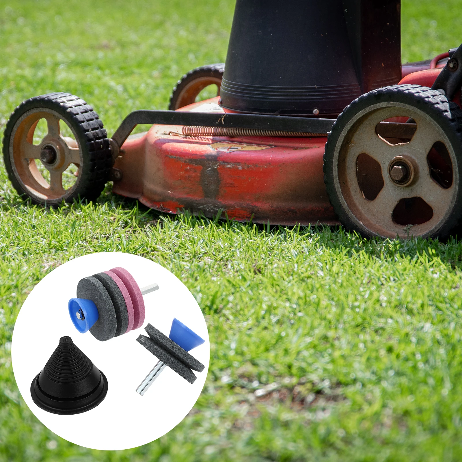 

3Pcs Lawnmower Blades Sharpener Tool Heavy-Duty Grinding Wheel for Garden Courtyard Cutting Efficiency
