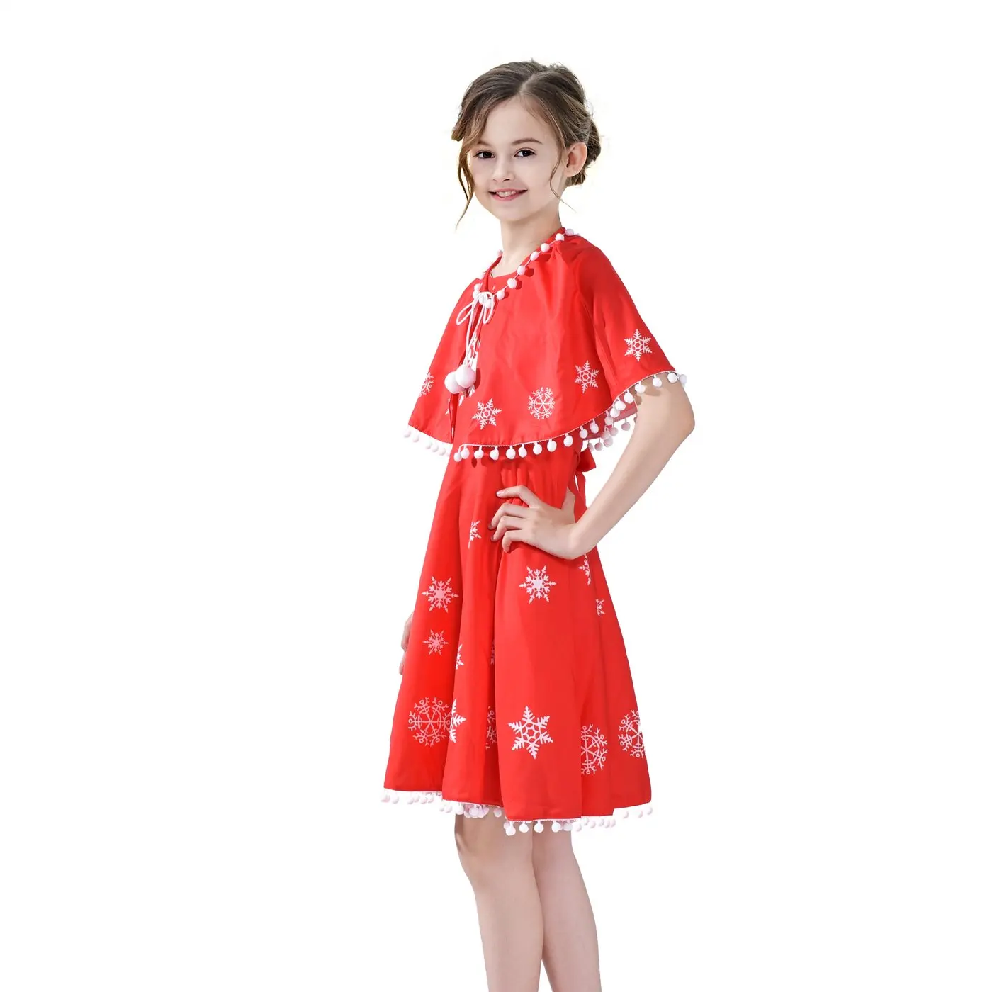 Girls Dress Red Cape Cloak Christmas New Year Holiday Party