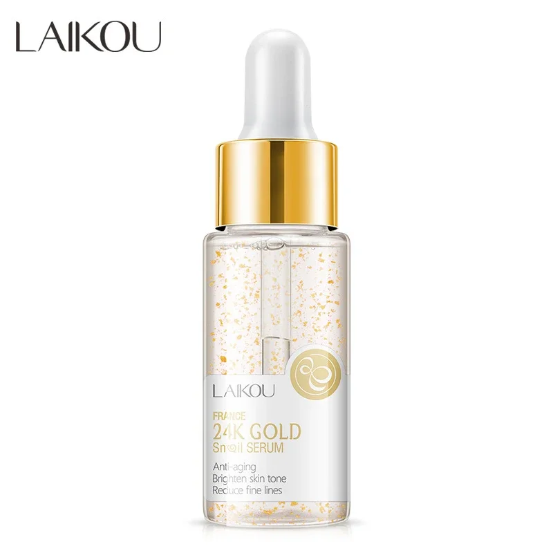 LAIKOU 17ml 24K Gold Face Serum Nourish Moisturizing Hyaluronic Acid Brightening Korean Skin Care Product Facial Essence