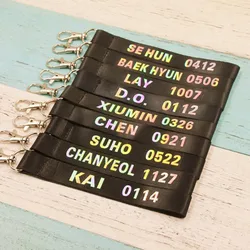 3 Colors Kpop EXO Colorful Keychain SEHUN BAEKHYUN KAI Acrylic Hangtag Name Birthday Canvas Strip Phone Lanyard Fans Accessories