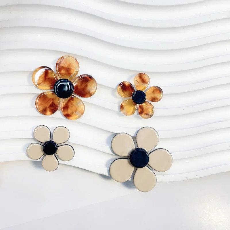 New style 56pcs/lot 25mm 35mm color print cartoon flowers shape acrylic beads diy jewelry garment hair accessory