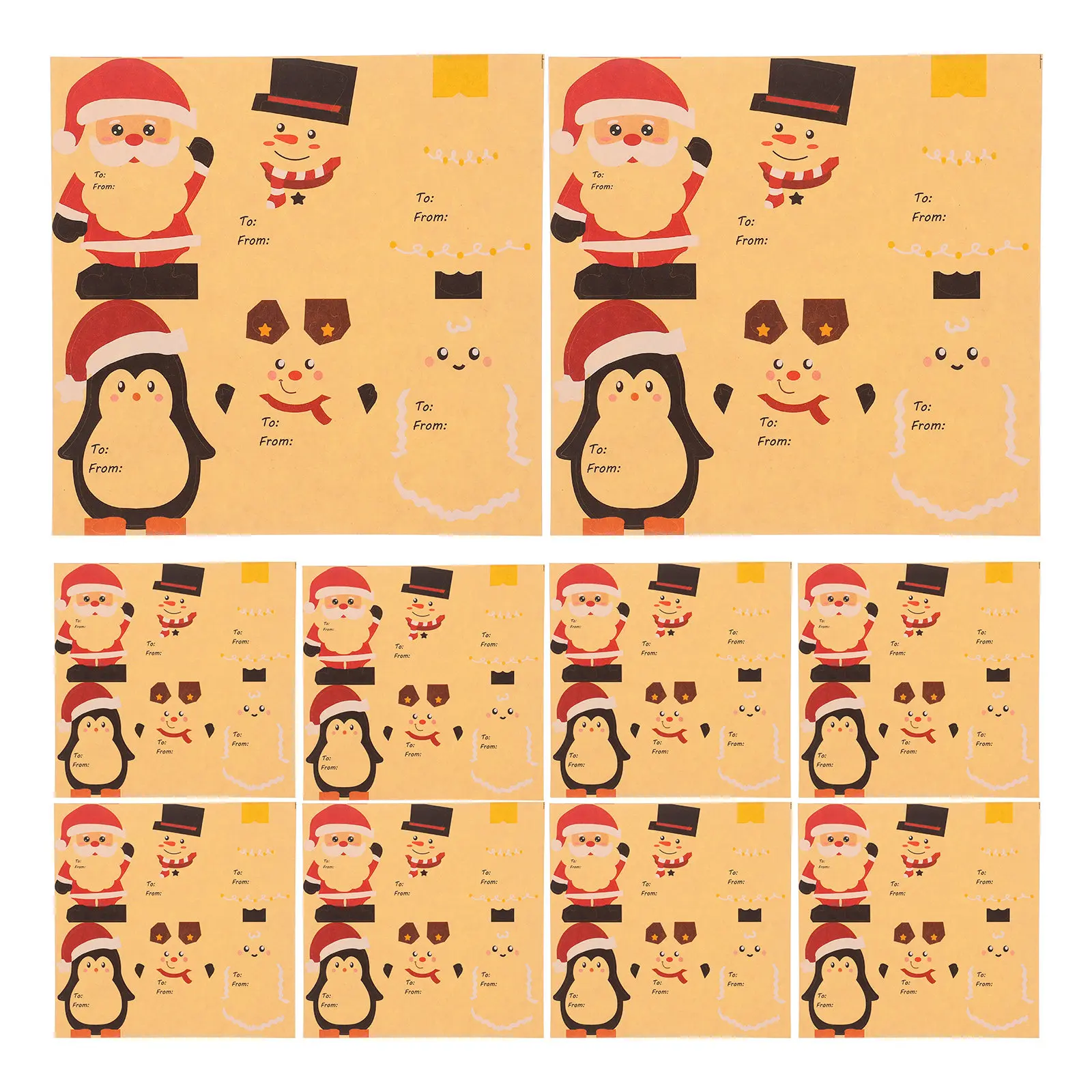 

20 листов праздничных рождественских этикеток для подарков, самоклеящиеся наклейки для праздничных подарков, натуральная бумага с поверхностью для письма, для подарков и конвертов
