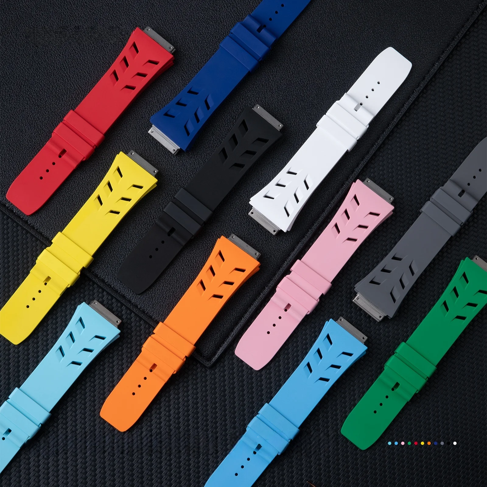 24mm FKM Strap 11 colors Bracelet For Richard Miller Watchband RM67-02 67-01 High Quality Fluororubber Soft Waterproof Strap