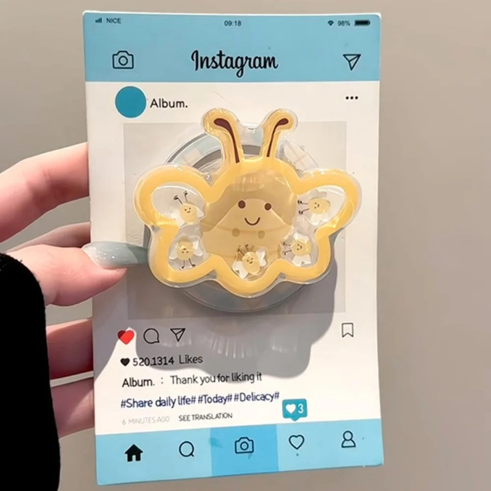 

Корейский мультфильм, милый зыбучий песок, пчела, магнитный держатель, подставка для телефона, ручка Tok GripTok, поддержка iPhone 15, аксессуары Magsafe