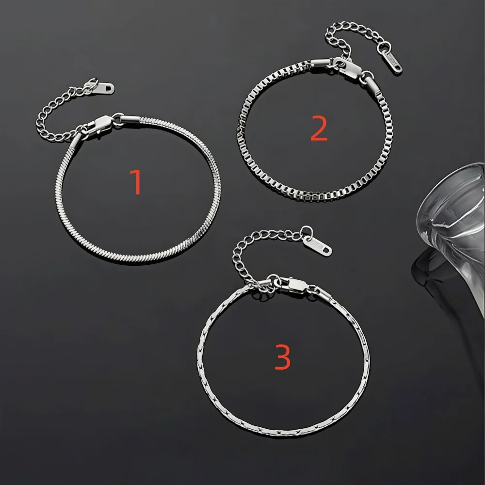Einfache Edelstahlketten, verschiedene Armbänder, modische extrafeine Edelstahlketten, Schmuck, modische Damenaccessoires, Geschenk. – Detail 4