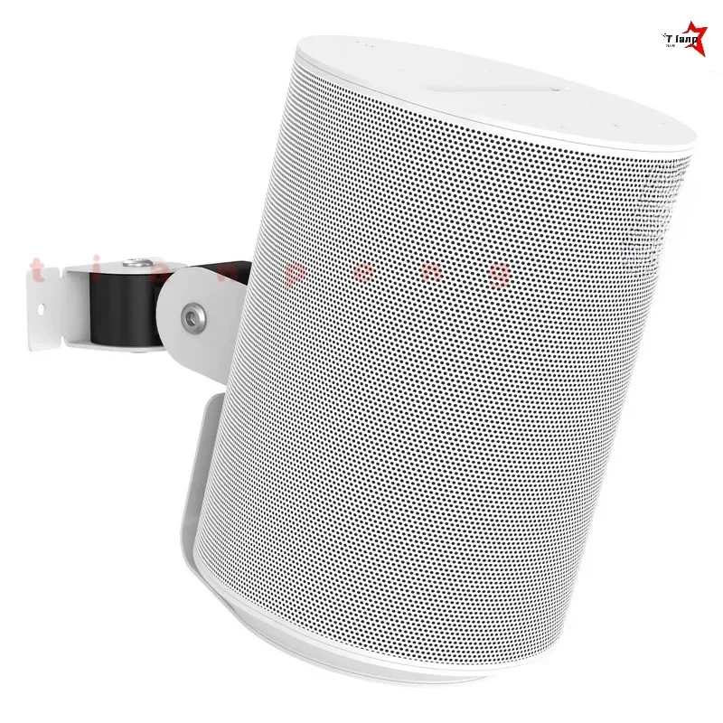 Tough wall mount rig for Sonos Era100 firmly secures hanging speaker with ventilated layout and tidy wall storage