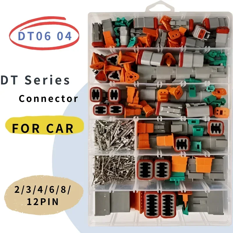 

Boxed Deutsch Type DT Connector Kit Waterproof Wire DT Series Connector Set Box DT06/DT04 2/3/4/6/8/12 Pins Sealed Plug