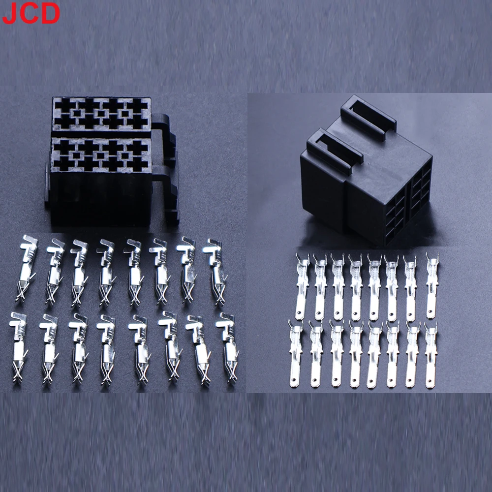 JCD 1-10 Sets 16 Pin 3.5mm Auto Audio Cable Socket Automotive ISO Wire Plug Female Male Connector For Volkswagen VW Bora