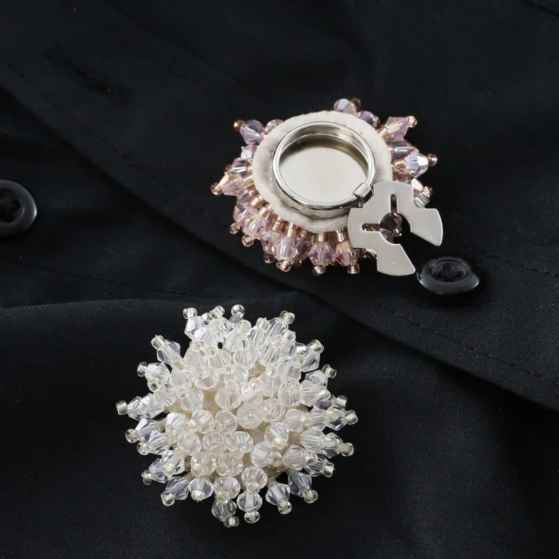 Gemelos de lujo con diamantes de imitación para camisas, fundas de botones para vestido elegante de gama alta, accesorios de moda para hombres y mujeres, 1 Uds.