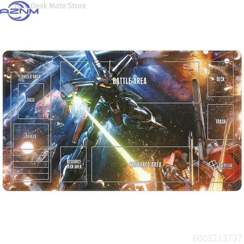 Anime Multi Mecha Robot TCG Game Large Mousepad, Rubber Base Extended Desk Mat, Non Slip Stitched Edge Pad for Card Gaming and O