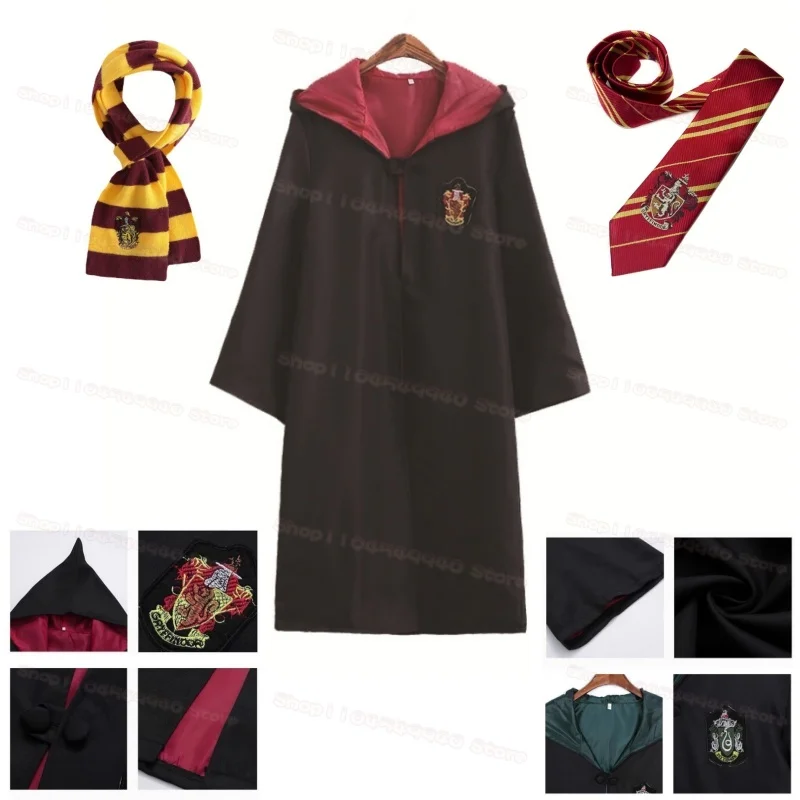 

Anime Slytherin Uniform Magic School Cloak Cosplay Costume Set Men's Women's Wizardry Clothing Cape Scarf Tie Glasses Hat Prop