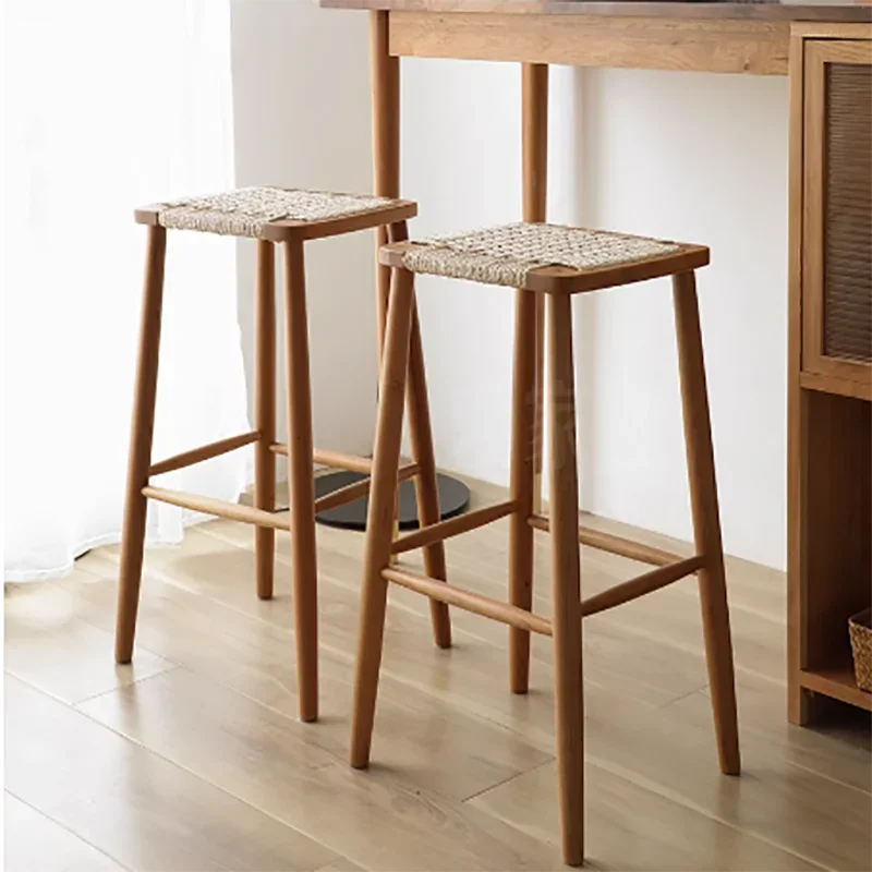 

Waterproof Low Modern Bar Chair Wood Brown Nordic Design Counter Height Chairs Kitchen Bar Stools Taburete Cocina Furniture