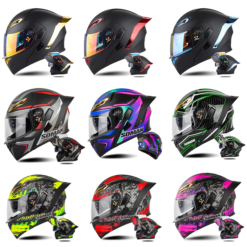 Flip-up Motorcycle Helmets Impact-Absorbing Removable Liner Flip Up Helmet Cascos DOT Certified Full Face Helmet Modular Helmet