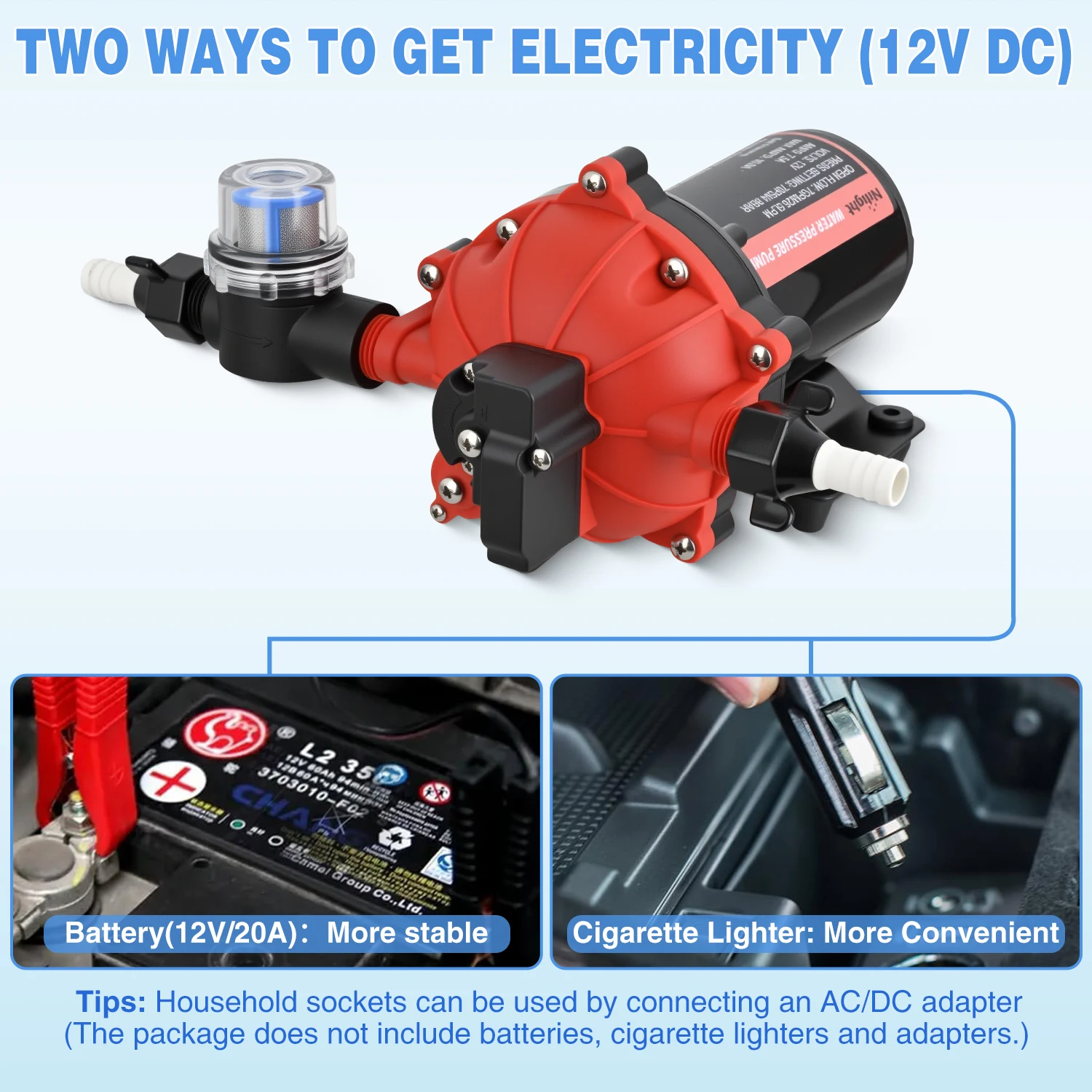 Nilight RV Water Pump 12v Camper Water Pump 7.0 GPM 70 PSI with Pressure Switch Strainer Heavy Duty Diaphragm Pump 12 Volt DC Upgrade Self-Priming Low Noice for RV Marine Yacht Caravan Camper Trailer - view 7