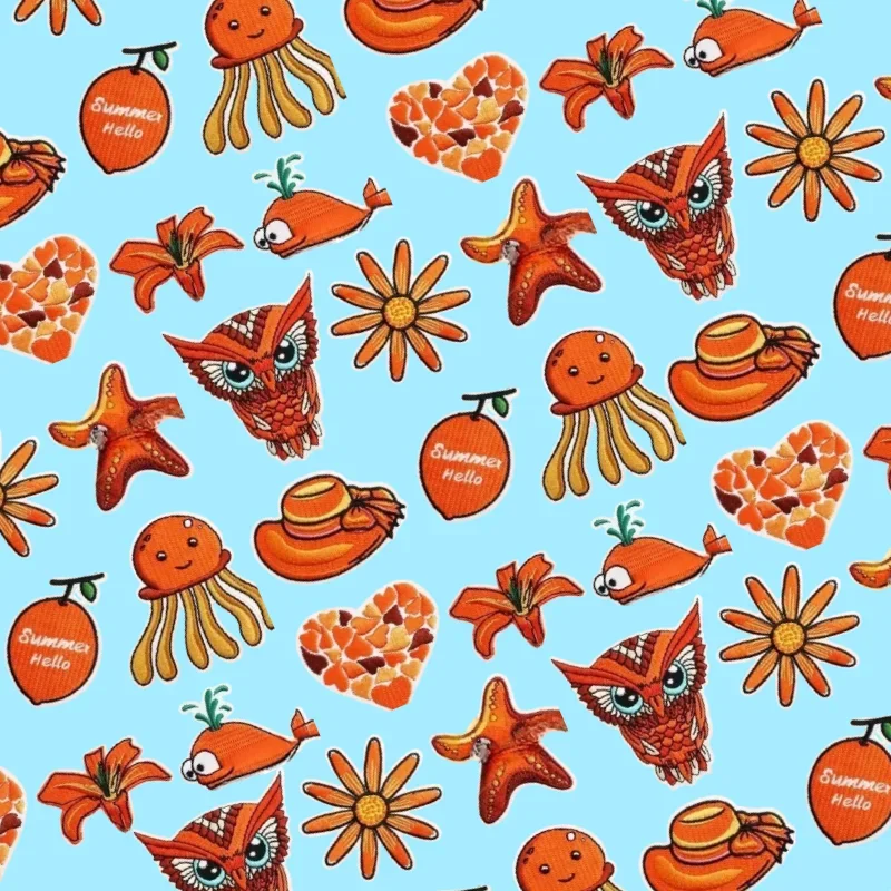 10PCS Wholesale Patches Cartoon Animal Set of Embroidered Patch Clothing Whale Lots of Jellyfish Starfish Ironing Sewing DIY