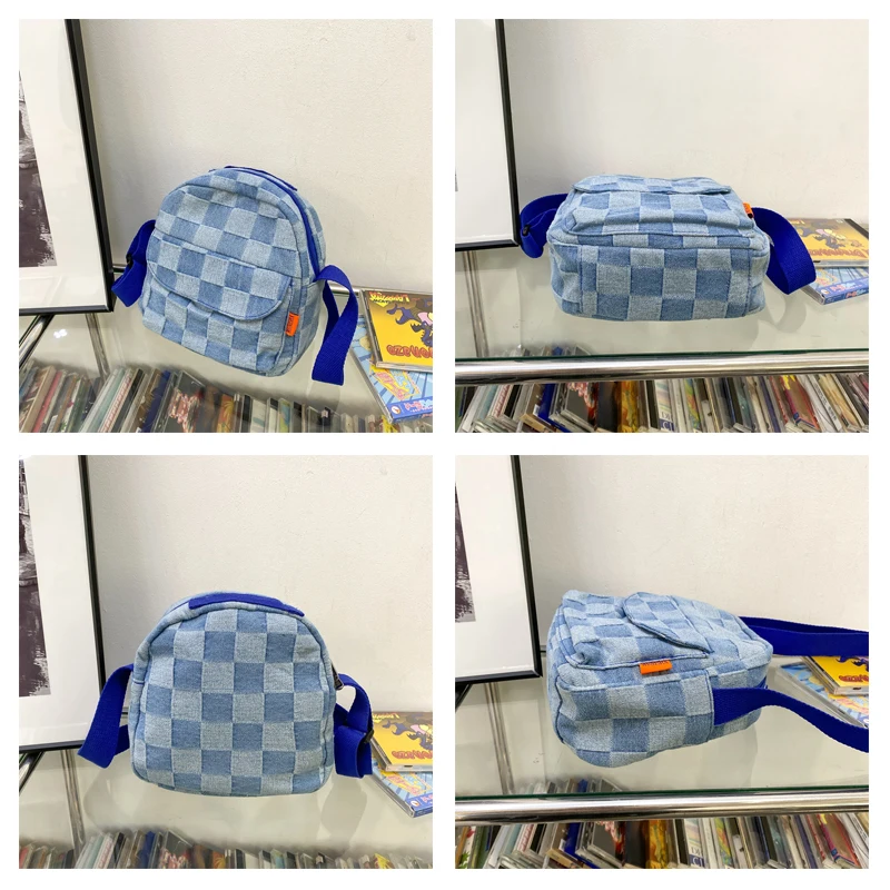 Mini Canvas Women's Bag Female Denim Handbags Zipper Jeans Shoulder Cross Bag Plaid Eco Bag Korean Messenger Bag Y2K Satchel Sac