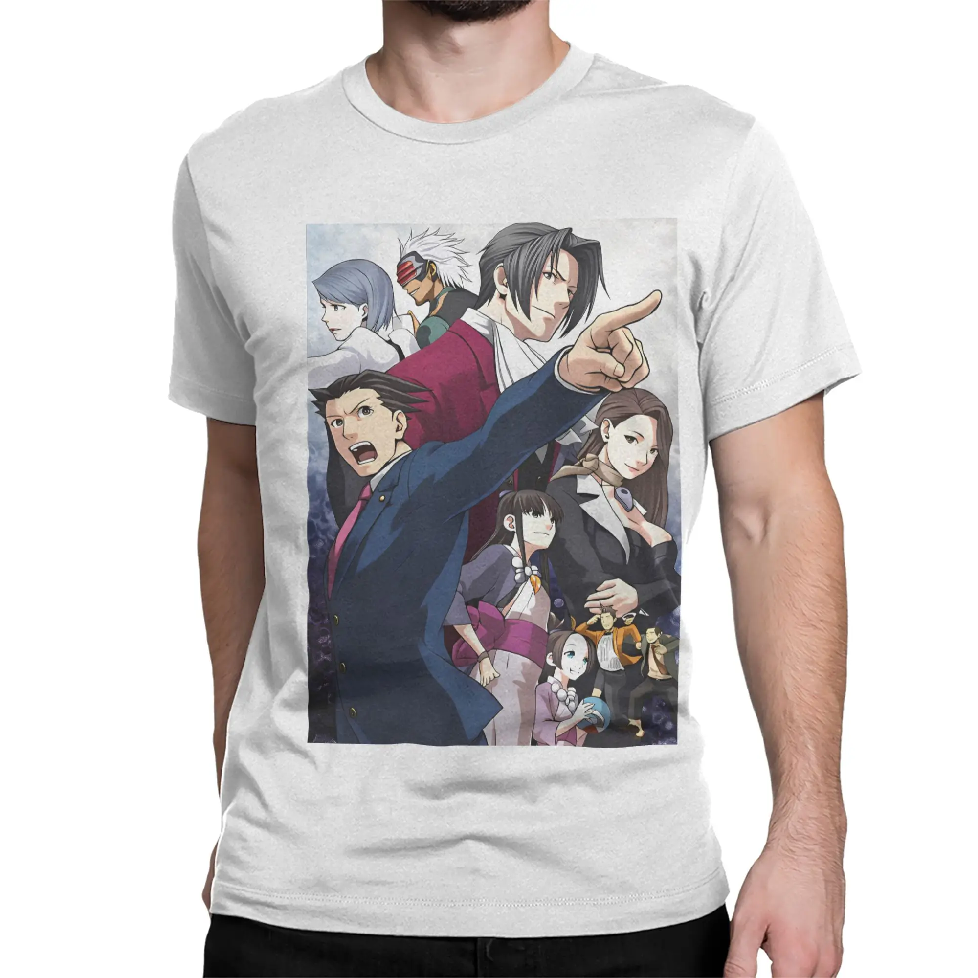 Ace Attorney Video Game Phoenix Wright T-Shirts for Men Women  Vintage Pure Cotton Tee Shirt O Neck Short Sleeve T Shirts Tops