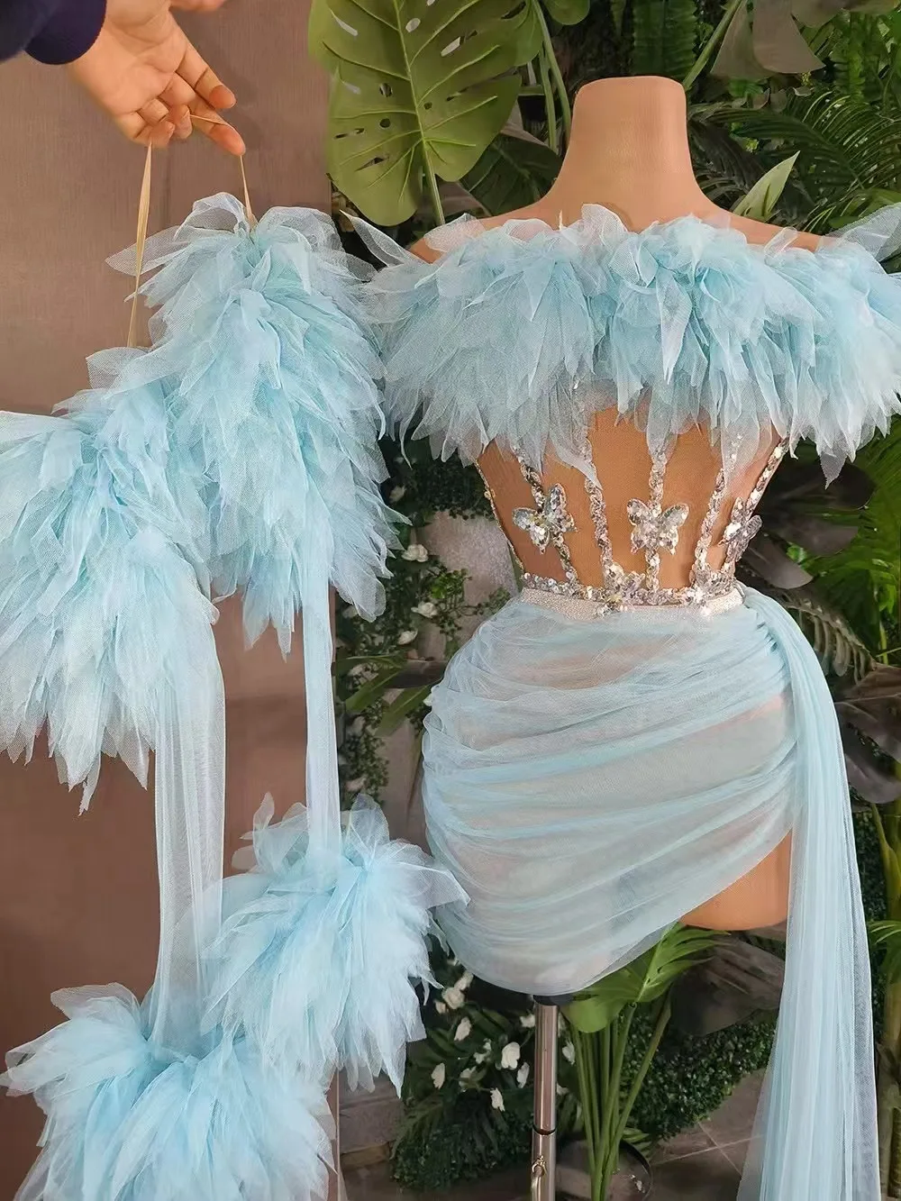 Personalisiertes dunkles Tube-Top, sexy ultrakurzer Geburtstagsparty-Prinzessinnenrock, Damen-Gruppenbühnen-Singkostüm – Detail 3