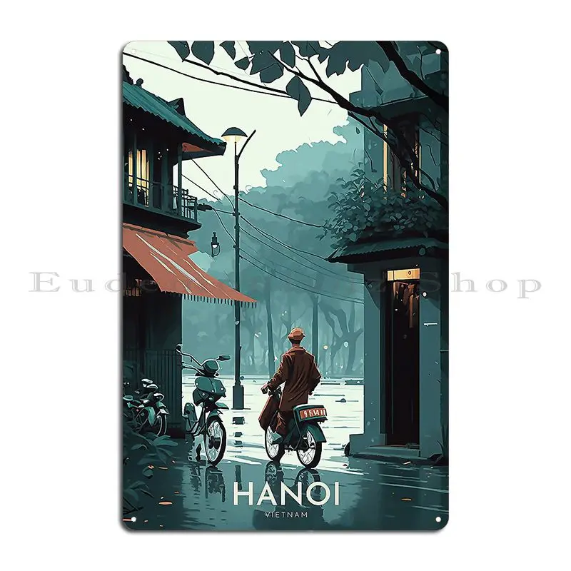 Hanoi Vietnam Retro Travel Poster Metal Plaque Poster Living Room Classic Kitchen Club Customize Tin Sign Poster