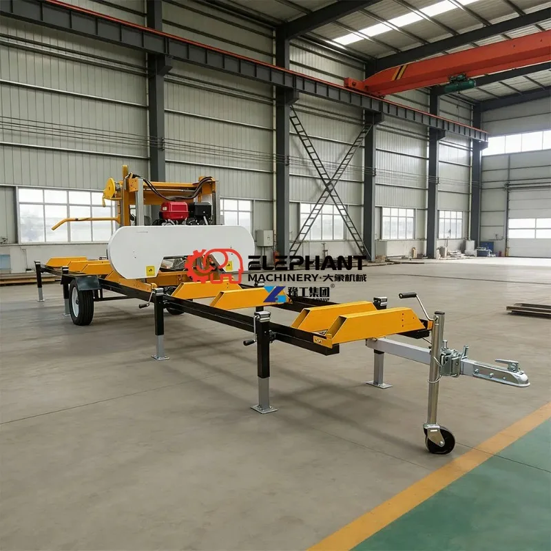 Industrial Diesel Engine Hydraulic Trailer Timber Processing Forestry Log Cutting Horizontal Machine Portable Horizontal