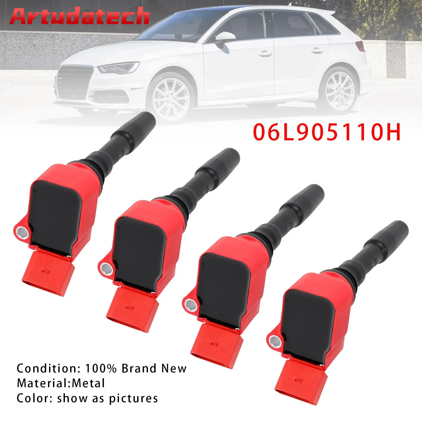

Artudatech 4 шт. катушка зажигания 06L905110H для VW Jetta Beetle Passat Golf 1.8 и 2.0 2015-2023 2016 2017 2018 2019 2020 2021 2022