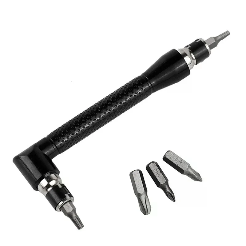 L Type 1/4 Hexagon Screwdriver Bit 90 Degree Double End Handle Black 6.35mm Wrench Tool For Matching Bits Set