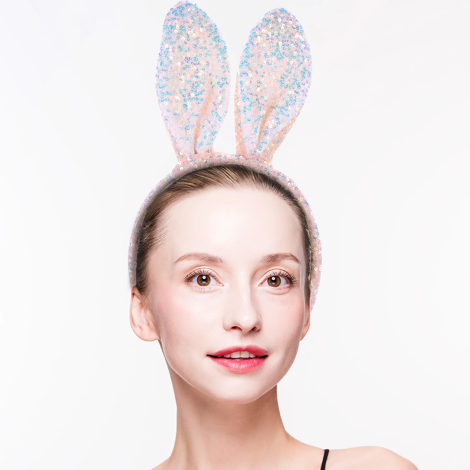 

Bunny Ear Headband Glittering Adjustable Size Lightweight Hair Accessory Party Wedding Easter Cosplay Rabbit Ears Headpiece