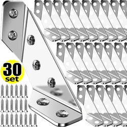 Stainless Steel Corner Brackets with Screws Furniture Corner Connector for Cabinet Angle Support Fixed Metal Brace Fasteners