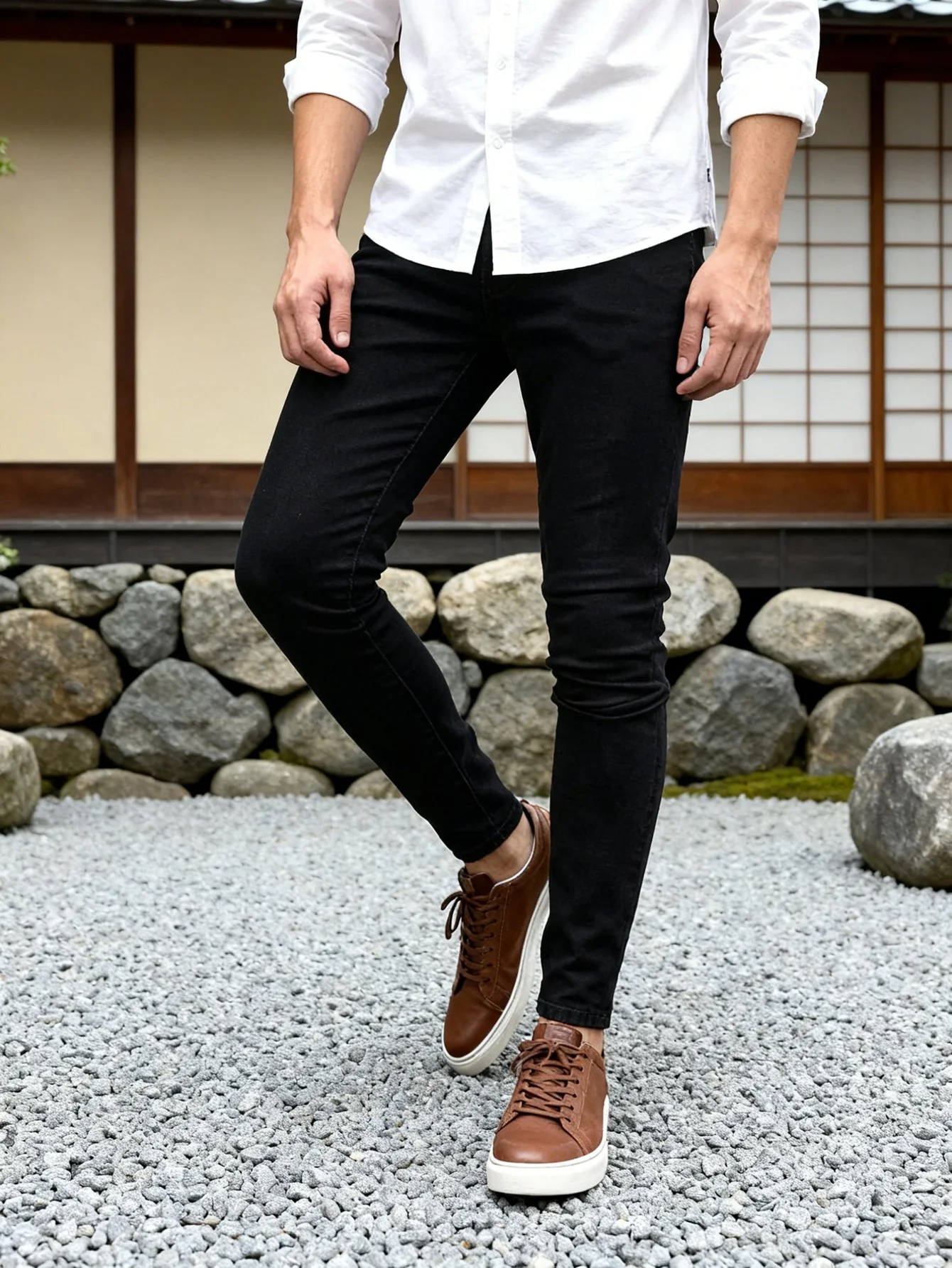 Men's Black Original Skinny Jeans Pant Y2K Drip Style Casual Street Denim No accessories or belts included