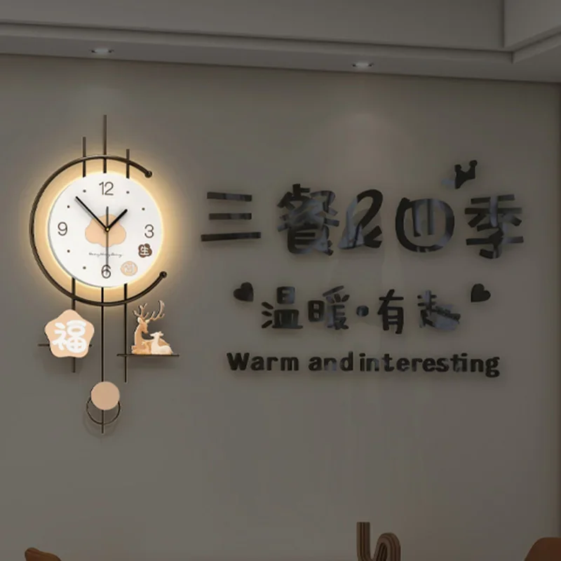 Mechanism Metal Wall Art Wall Clocks Bedrooms Luminous Chinese Style Cartoon Wall Watch Peacock Reloj De Pared Home Decoration