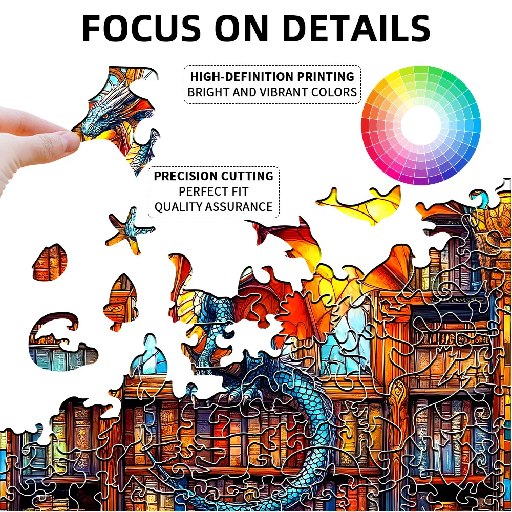 أطلق العنان للمغامر الداخلي الخاص بك باستخدام أحجية الصور المقطوعة الخشبية لمكتبة Dragon's الخاصة بنا - تحدي عالي الحصاد