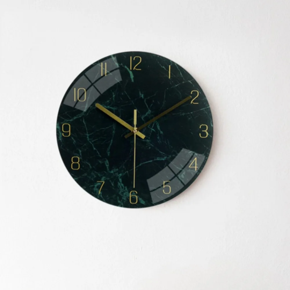 12in Glass Wall Clock Modern Noiseless Sweep Artistic Creative Timepiece for Living Room Kitchen Bedroom Office Home Decoration