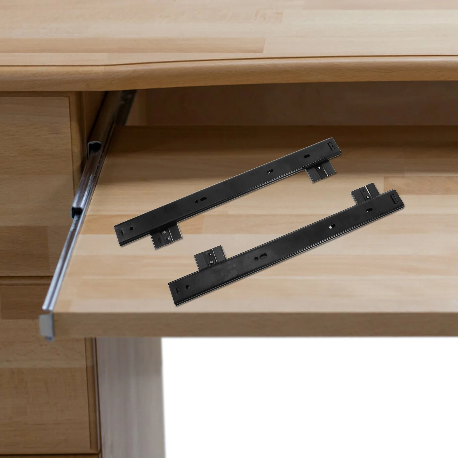 

1 Set Heavy Duty Keyboard Slides Bottom Mount Full Extension Track Rail For Computer Desk Drawer Cabinet Furniture Office Home