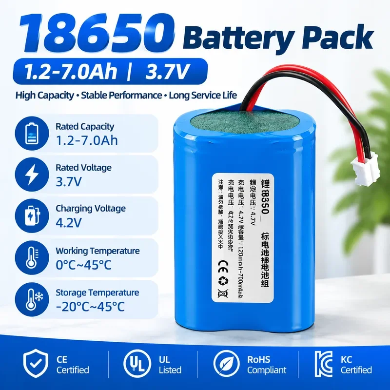 20pcs Source Manufacturer 3.7V 18650 Lithium Battery Pack with Wire High Capacity Two Parallel Cells Protective Plate Outlet A
