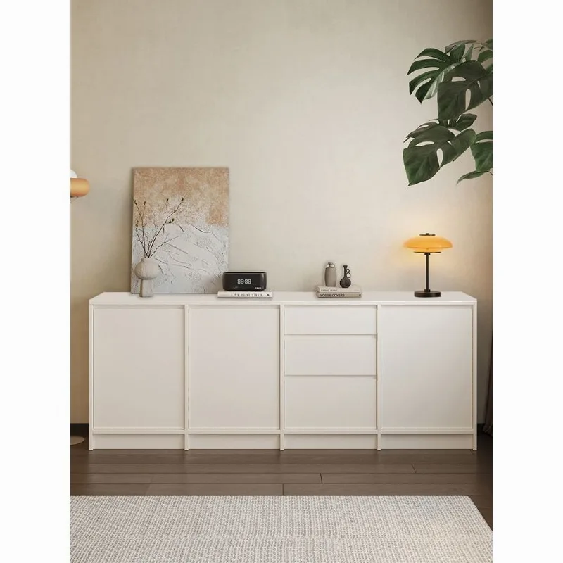 Pure white sideboard, cream style household pantry cabinet, kitchen cabinet against the wall, new living room storage cabinet