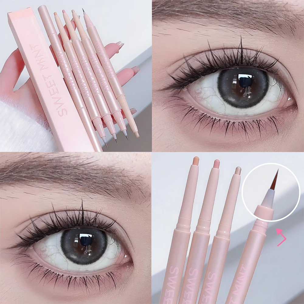 Three-dimensional Double-ended Eyeliner + Eye Bag Pen Natural Aand Non-smudged Dual-ended Shadow Highlighter Two-in-one