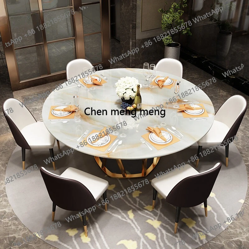 Stainless steel titanium round marble dining table round Modern style  simple dining table