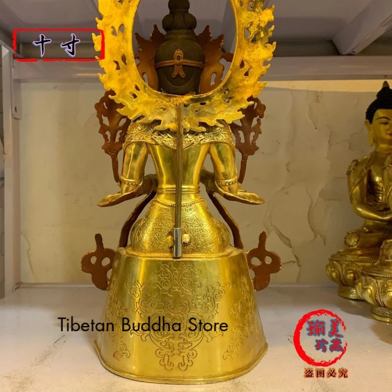 Imagem -06 - Tibetano Seiko Maitreya Buda Cobre Dourado Tântrico Futuro Buda Boutique Jewel Buddha 12 Alto 36cm de Altura