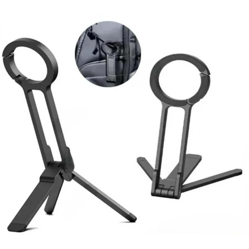 

Foldable Phone Tripod Carabiner Adjustable ABS Magnetic Phone Tripod Creative with Buckle Phone Handle Holder for Home