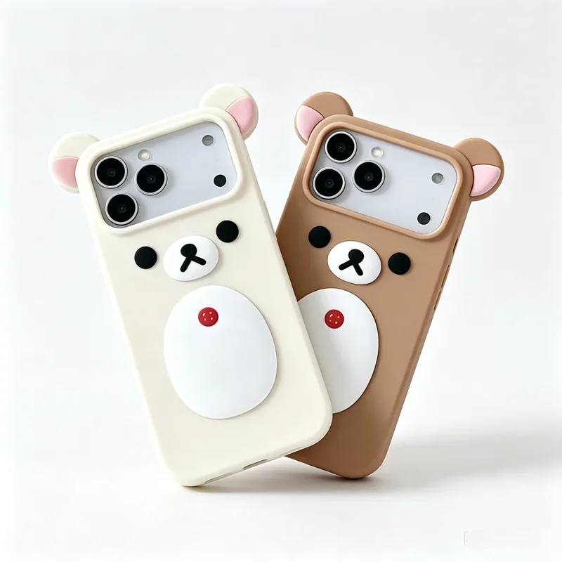 3D Cartoon Bär Silikon Soft Case für iPhone 17 16 15 14 13 12 Pro Max 11 17Pro 16Pro iPhone17 ProMax Niedliche Handyhülle
