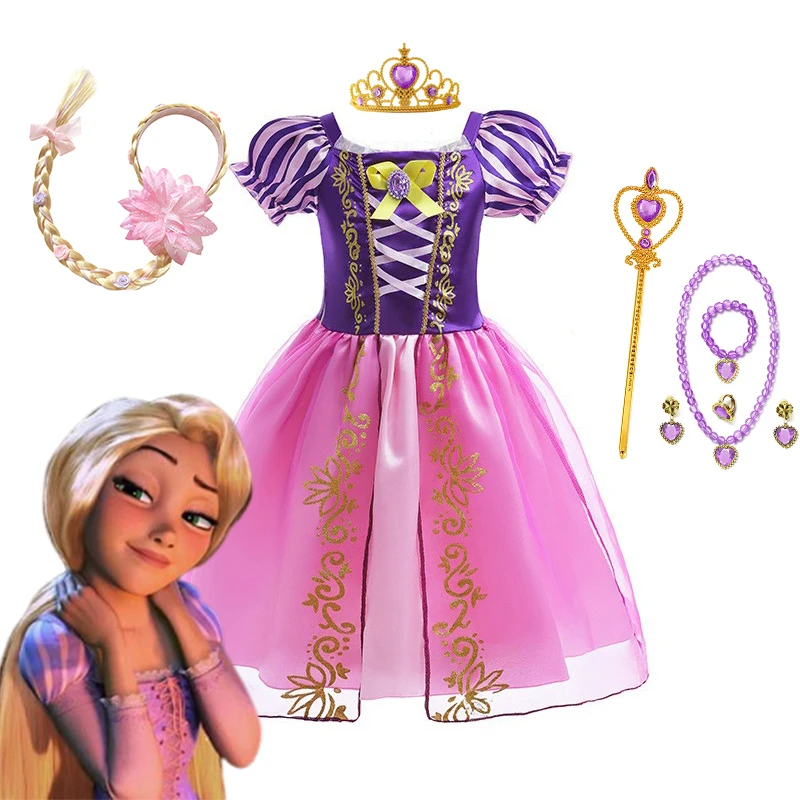 

Платье принцессы Рапунцель с запутанной историей для девочек, костюм принцессы на Хэллоуин, день рождения, карнавал, праздничное платье, детское платье на день рождения