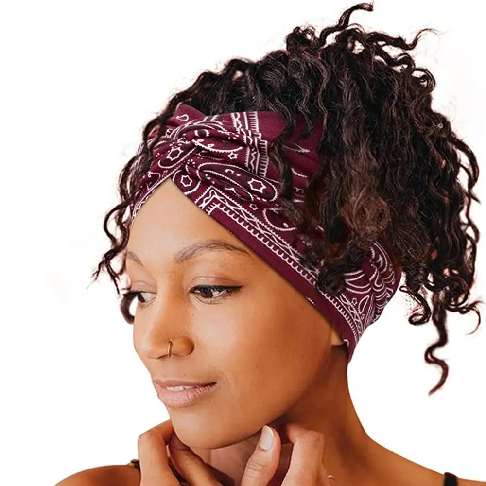 Boho Thick Yoga Hair Bands Twisted Workout Headband Wide Headbands Turban Head Wraps for Women