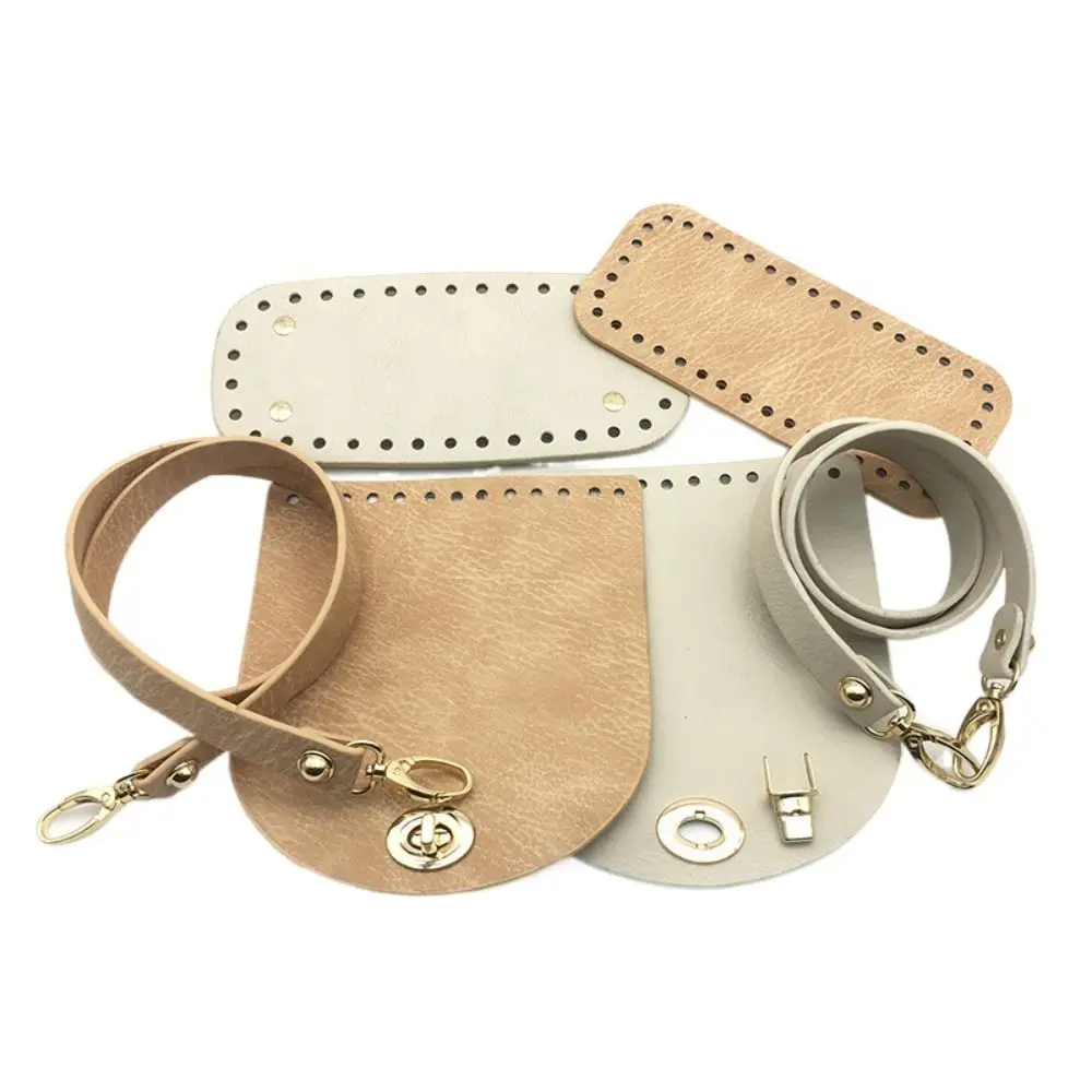 3Pcs/Set Solid Color Leather Shoulder Bag Strap Bottom Replacement PU DIY Bag Accessories Hardware Accessories DIY
